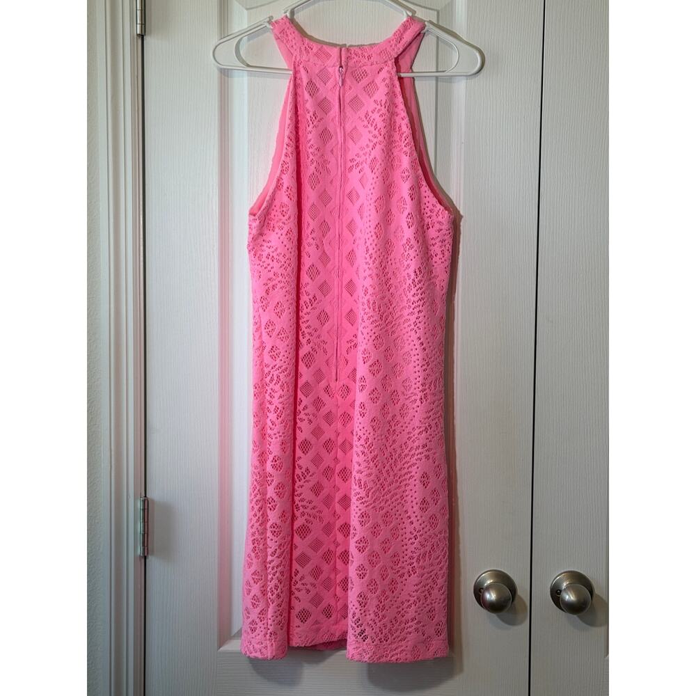 Lilly Pulitzer Rayanne Shift Dress Pelican Pink Pineapple Geo Lace Sz Large - Picture 4 of 8